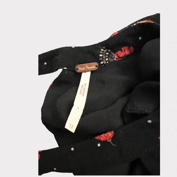 Free People Black Mini Dress with Red Floral Print - Picture 7 of 9